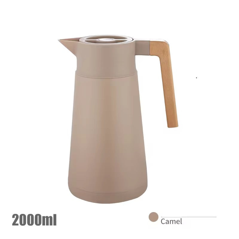 Designer Home Fashion 1500ml 2000ml Stainless Steel 304 Wooden Handle Portable Kitchen Hot Cold Keep Warm Water Kettle Pot
