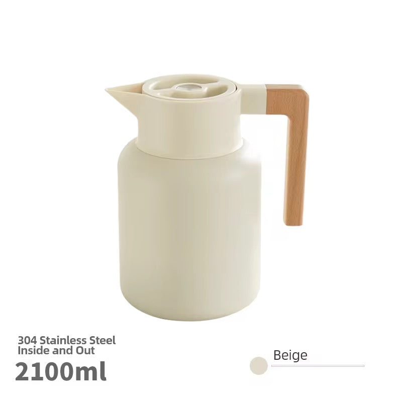 Fashion Wooden Handle 2.1L Food Grade Stainless Steel 304 Efficient Keep Warm Coffee Hot Water Teapot Kettle Sets