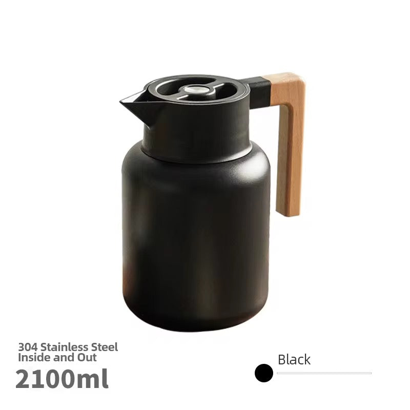 Fashion Wooden Handle 2.1L Food Grade Stainless Steel 304 Efficient Keep Warm Coffee Hot Water Teapot Kettle Sets