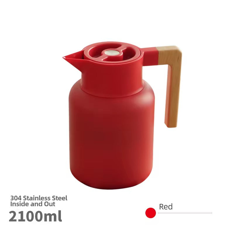 Fashion Wooden Handle 2.1L Food Grade Stainless Steel 304 Efficient Keep Warm Coffee Hot Water Teapot Kettle Sets