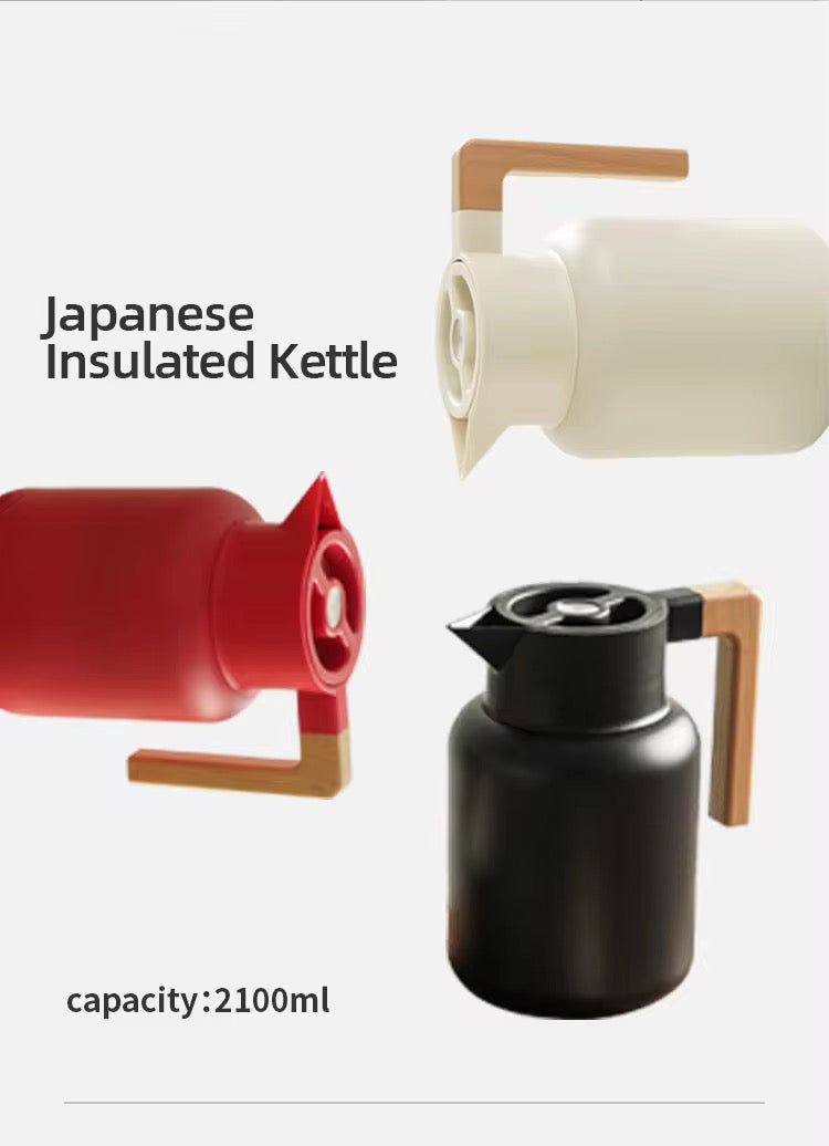 Fashion Wooden Handle 2.1L Food Grade Stainless Steel 304 Efficient Keep Warm Coffee Hot Water Teapot Kettle Sets