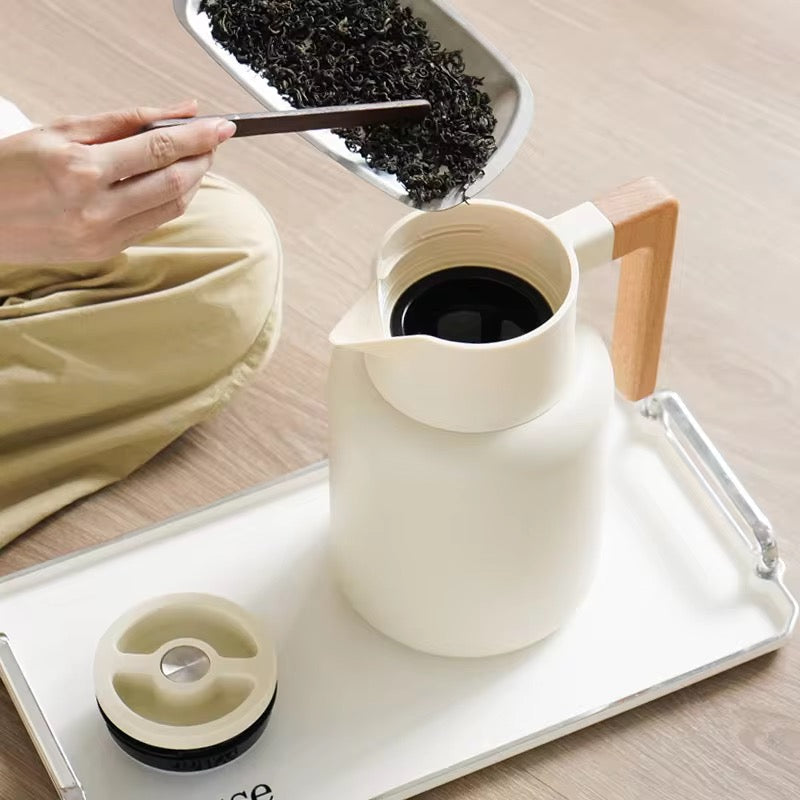 Fashion Wooden Handle 2.1L Food Grade Stainless Steel 304 Efficient Keep Warm Coffee Hot Water Teapot Kettle Sets