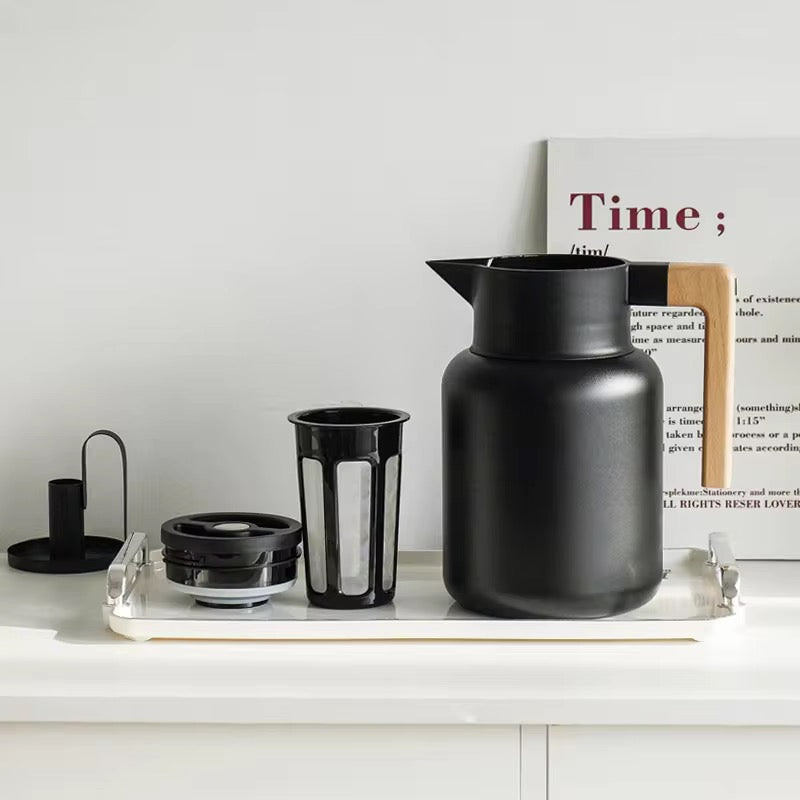 Fashion Wooden Handle 2.1L Food Grade Stainless Steel 304 Efficient Keep Warm Coffee Hot Water Teapot Kettle Sets
