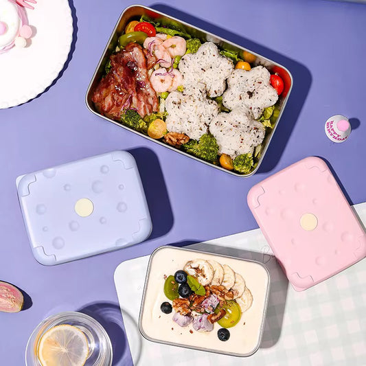2025 Wholesale Fashion Bubble Design 21 42oz Stainless Steel No Leak Adult Bento Lunch Box Set Food Storage Container with Bag